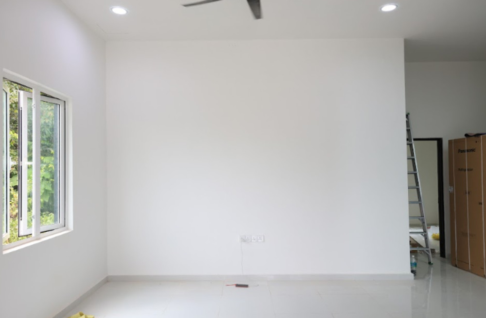 Before putting the custom cabinet for living room